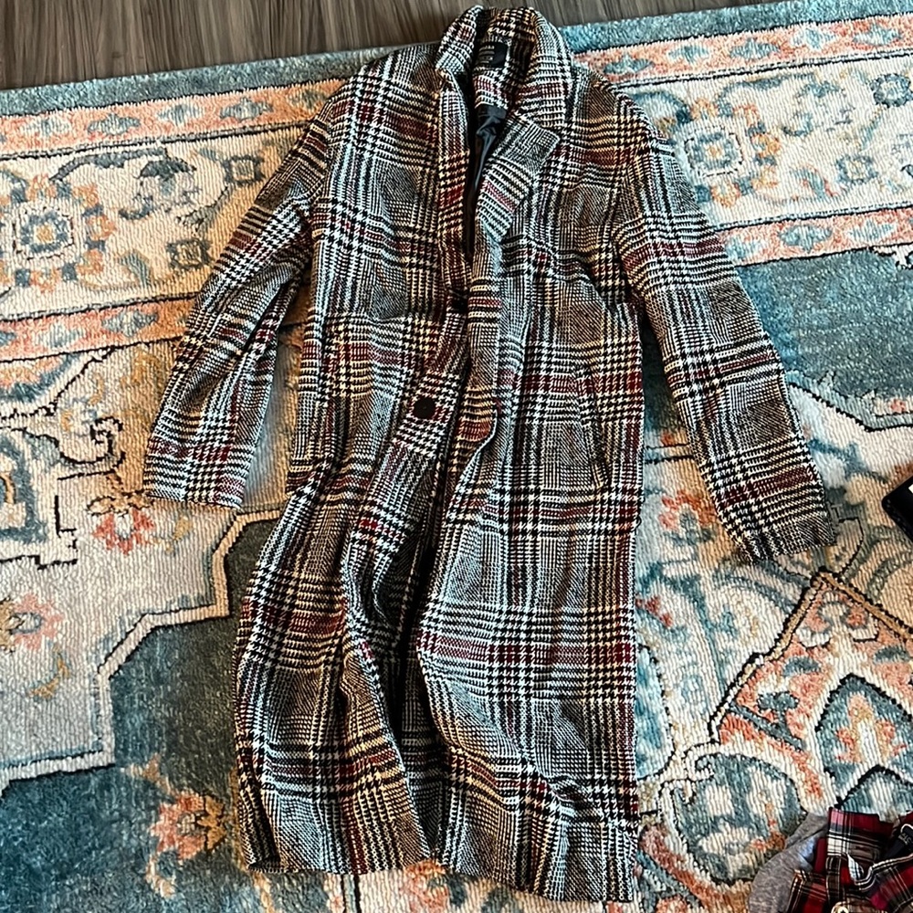 Bershka houndstooth long coat